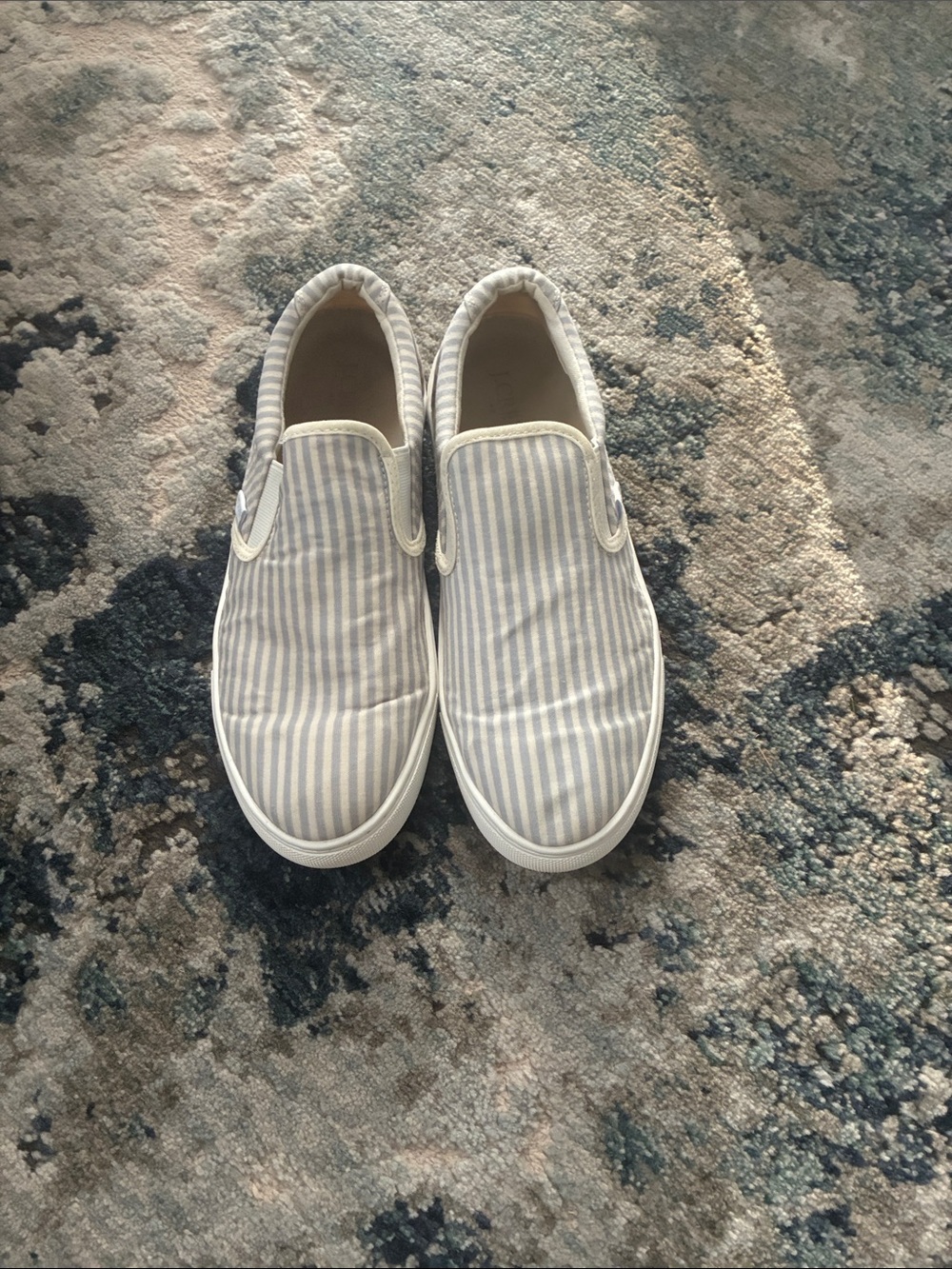Jcrew Women’s Slip-On Canvas Sneakers in Light Blue Stripe
